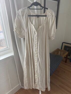 J. Crew Cream Button-Front Maxi Dress
